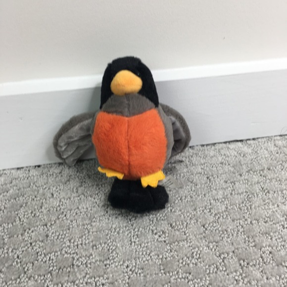 Ganz Webkinz Lil' Kinz Robin Bird Stuffed Animal Plush Toy Gray Orange - Picture 1 of 4